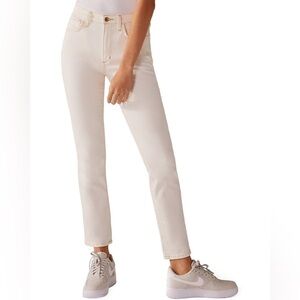 New Favorite Daughter Erin High Rise Slim Straight Jeans Ivory Antique White